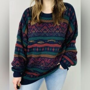Vintage BADGE 90s Coogi Style Sweater | Med/Lg | Eclectic Grandpacore